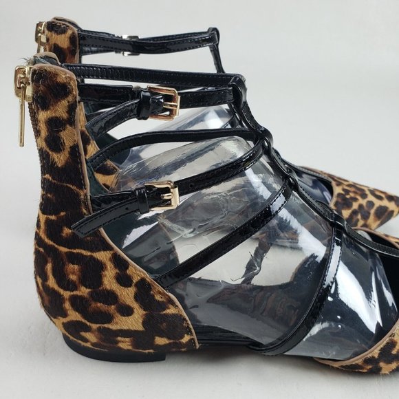 Marc Fisher Scoutly Cage Calf Hair Flats Womens 7.5 Leopard Print Pointed Toe - Picture 8 of 12